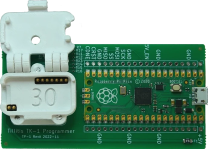TKey Programmer board with holder lid open